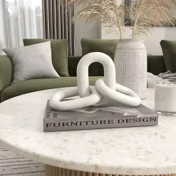 White Marble 3-Link Chain Sculpture