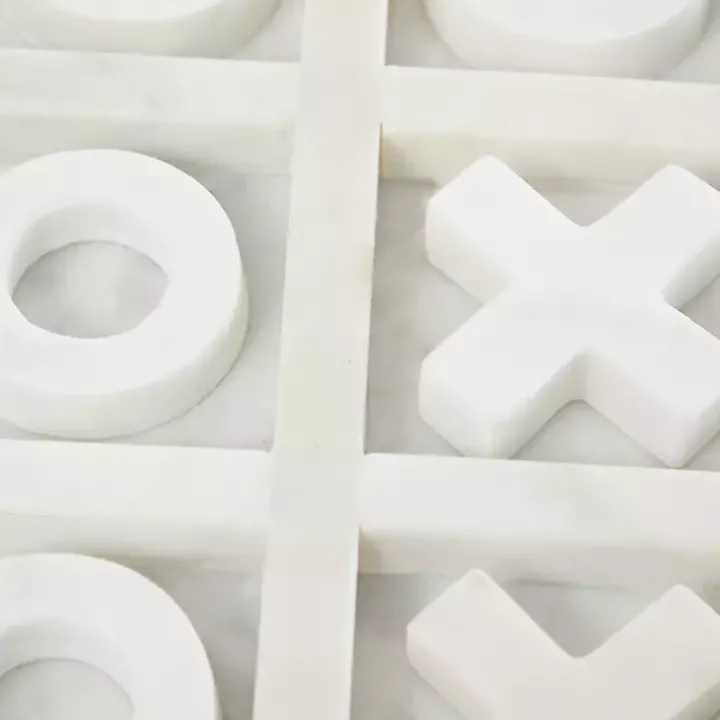 White Marble Tic Tac Toe Game Set