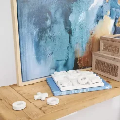 White Marble Tic Tac Toe Game Set