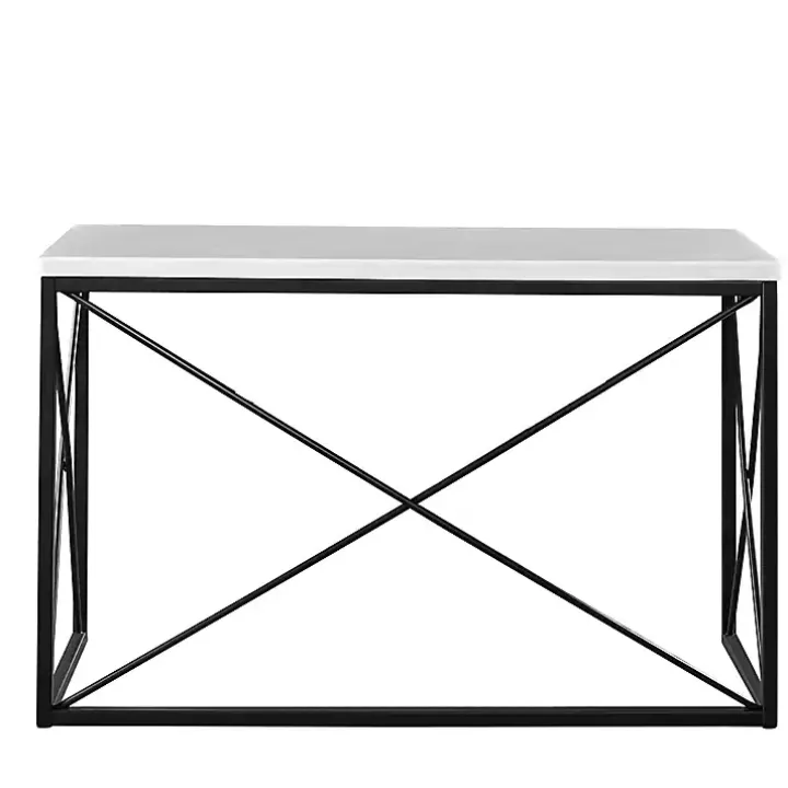 White Marble Top Sabin Metal Base Sofa Table