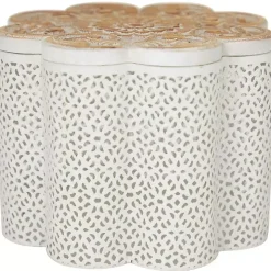 White Metal Floral Carved Boxes, Set of 3