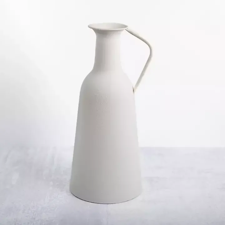 White Metal Jug Floor Vase, 17 in.
