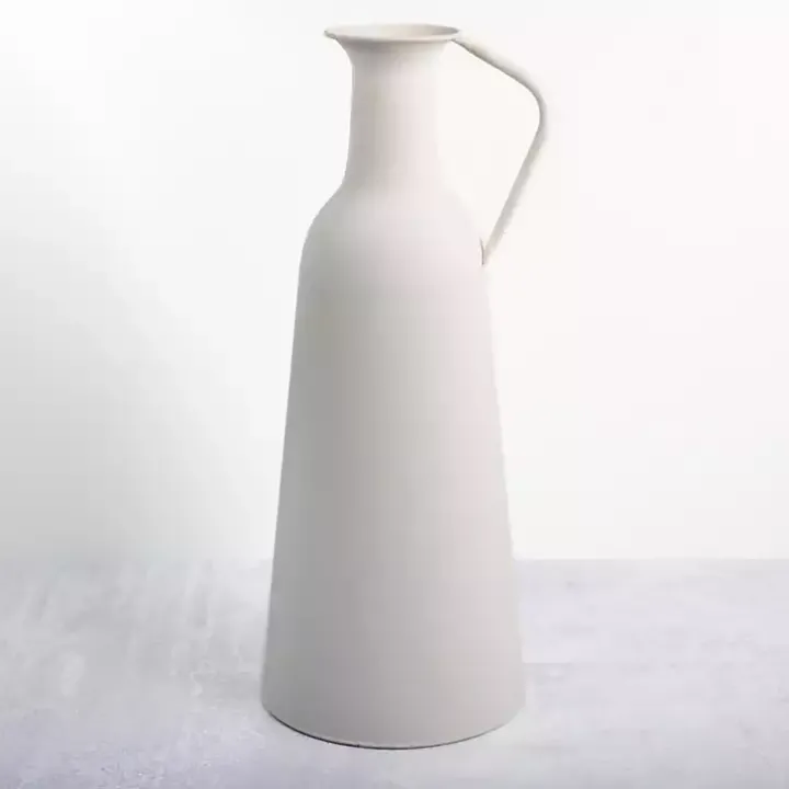 White Metal Jug Floor Vase, 20 in.