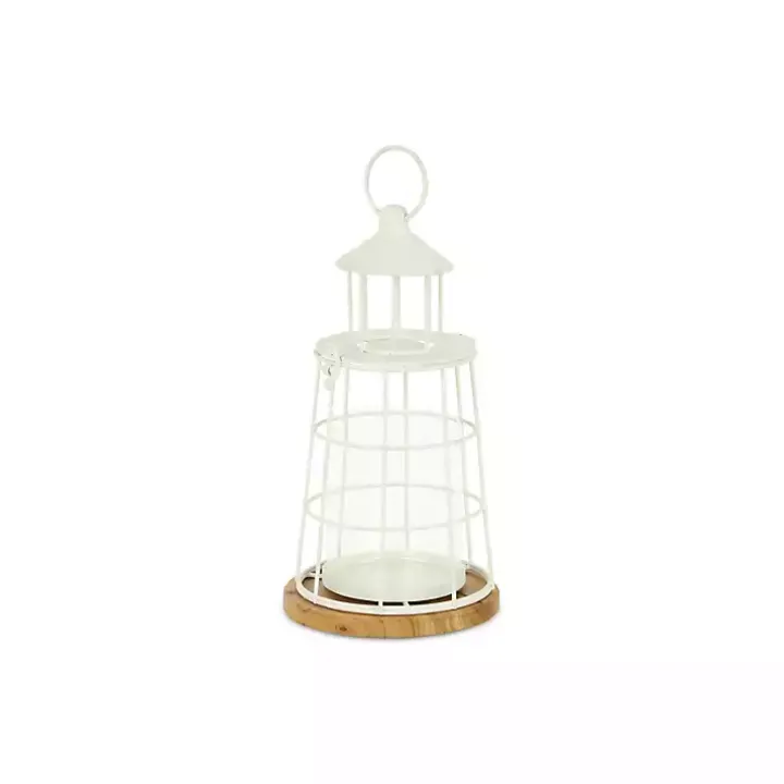 White Metal Lighthouse Lantern, 12 in.