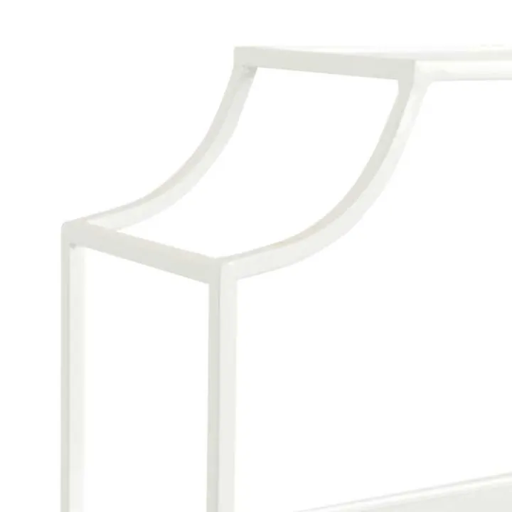 White Metal Scalloped 3-Tier Glass Wall Shelf