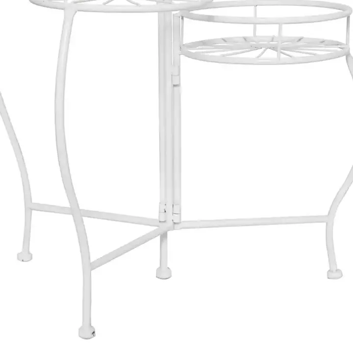 White Metal Starburst 3-Tier Plant Stand