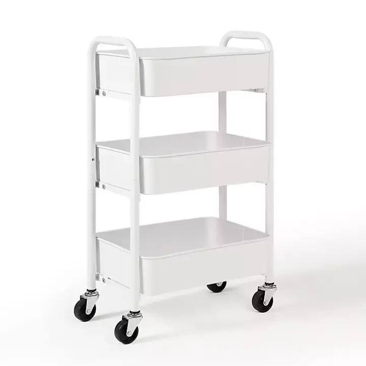 White Metal 3-Tier Organizer Storage Cart