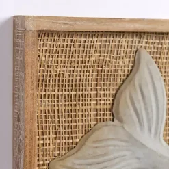 White Metal Whale Rattan Wall Plaque