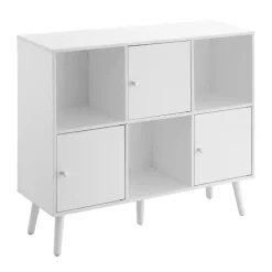 White Mid-Century Modern Cubby Cabinet