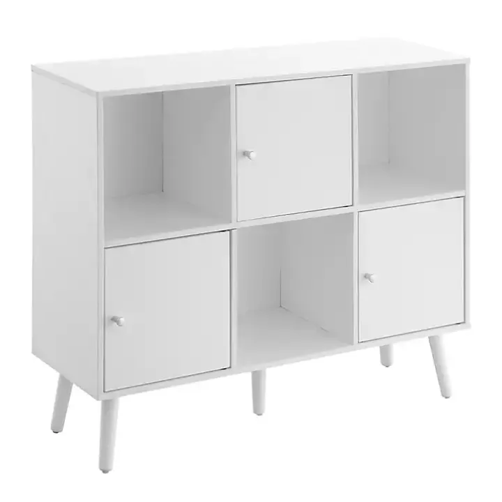 White Mid-Century Modern Cubby Cabinet
