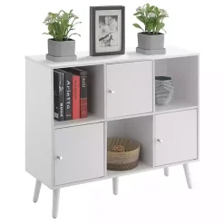 White Mid-Century Modern Cubby Cabinet