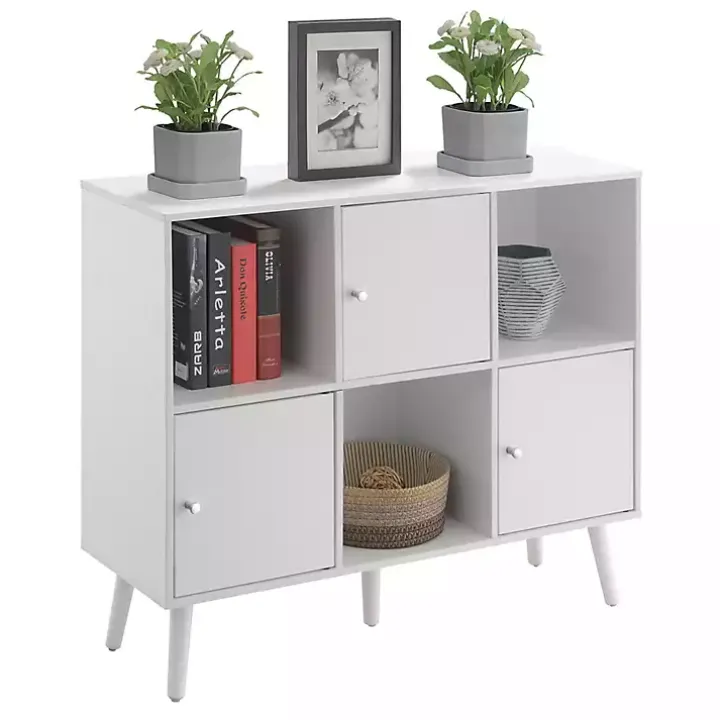 White Mid-Century Modern Cubby Cabinet