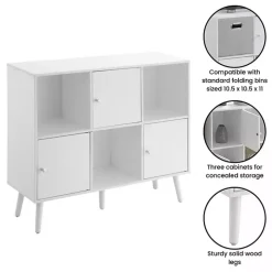 White Mid-Century Modern Cubby Cabinet