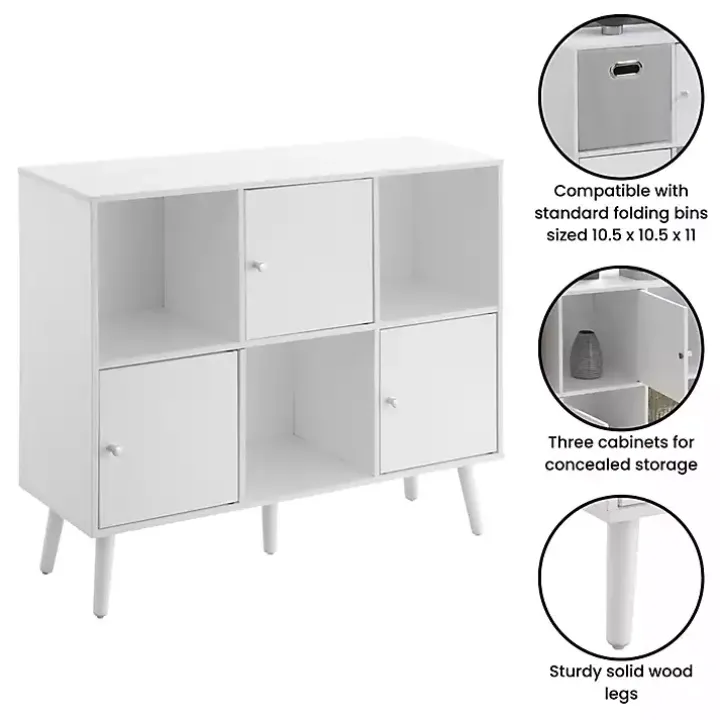 White Mid-Century Modern Cubby Cabinet