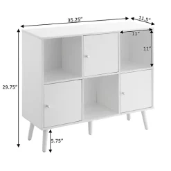 White Mid-Century Modern Cubby Cabinet