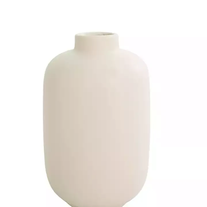 White Minimalist Ceramic Vases, Set of 3