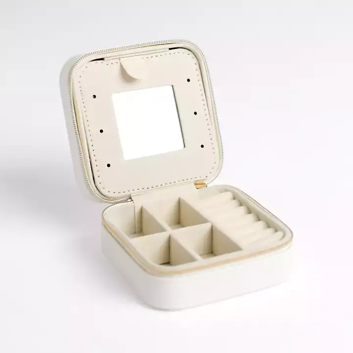 White Monogram R Travel Jewelry Box