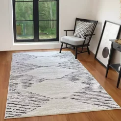 White Moroccan Area Rug, 5x7