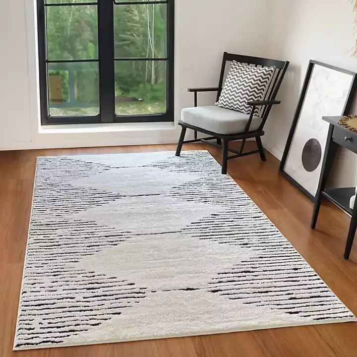 White Moroccan Area Rug, 7x9