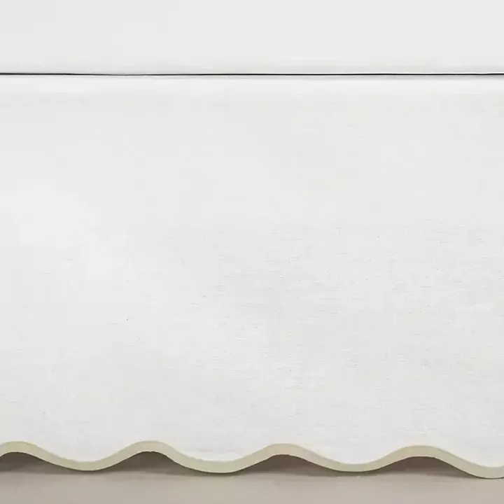 White Neutral Scalloped Coastal Queen Bed Skirt