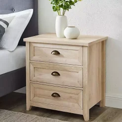 White Oak Bronze Cupped Handle Nightstand