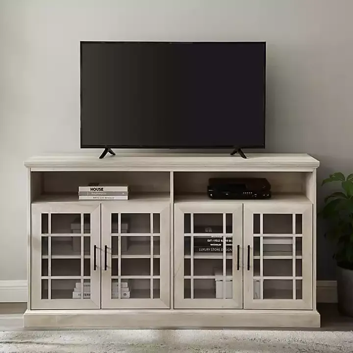 White Oak Glass Door TV Stand, 58 in.
