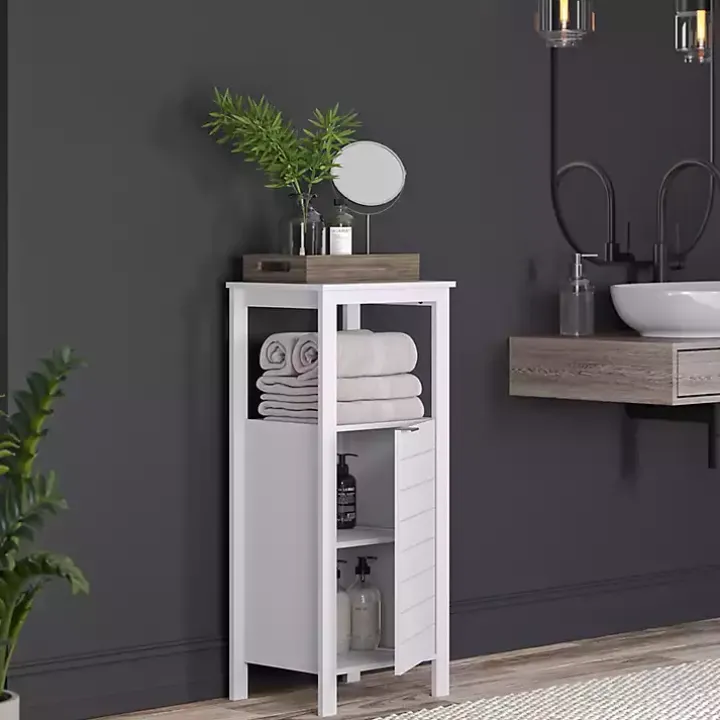 White Open Shelf Cabinet