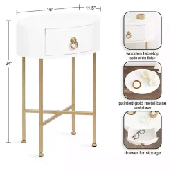 White Oval Decklyn Accent Table