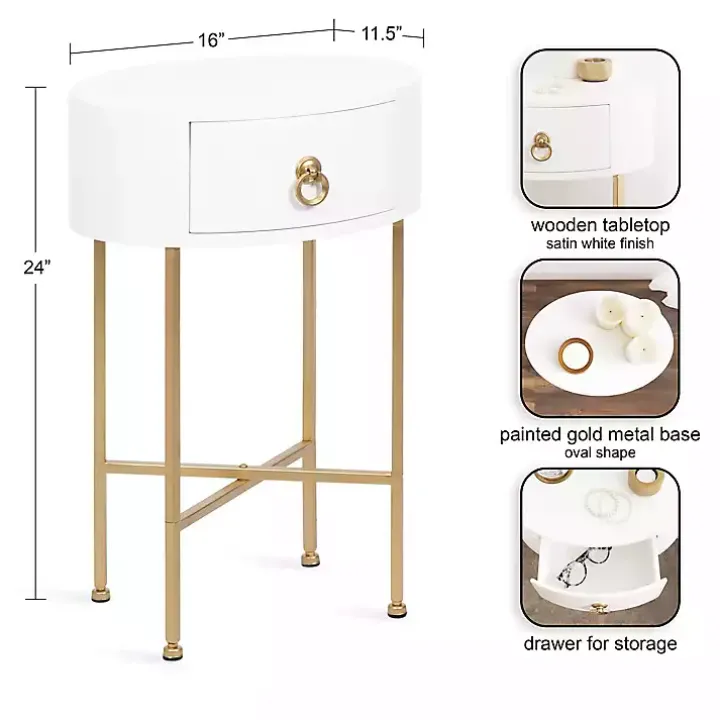 White Oval Decklyn Accent Table