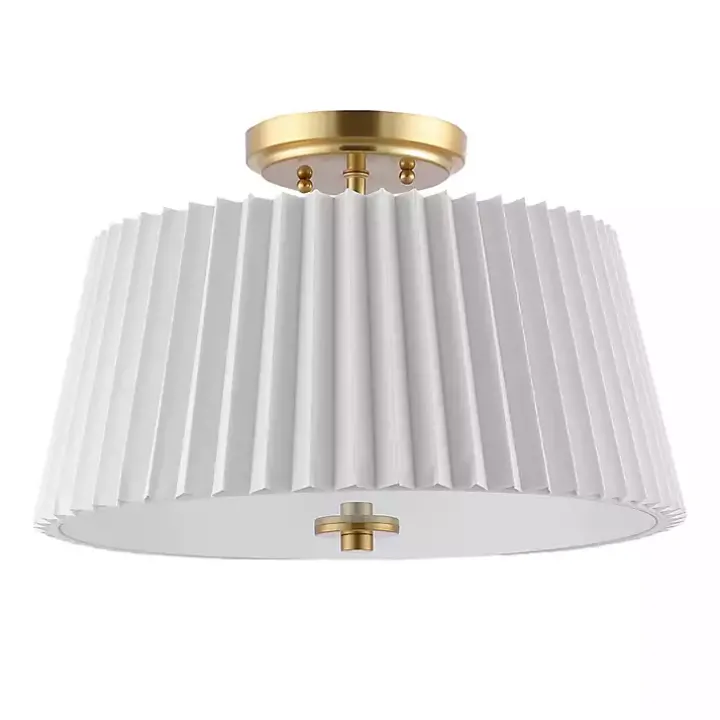 White Pleated Shade Flush Mount Light