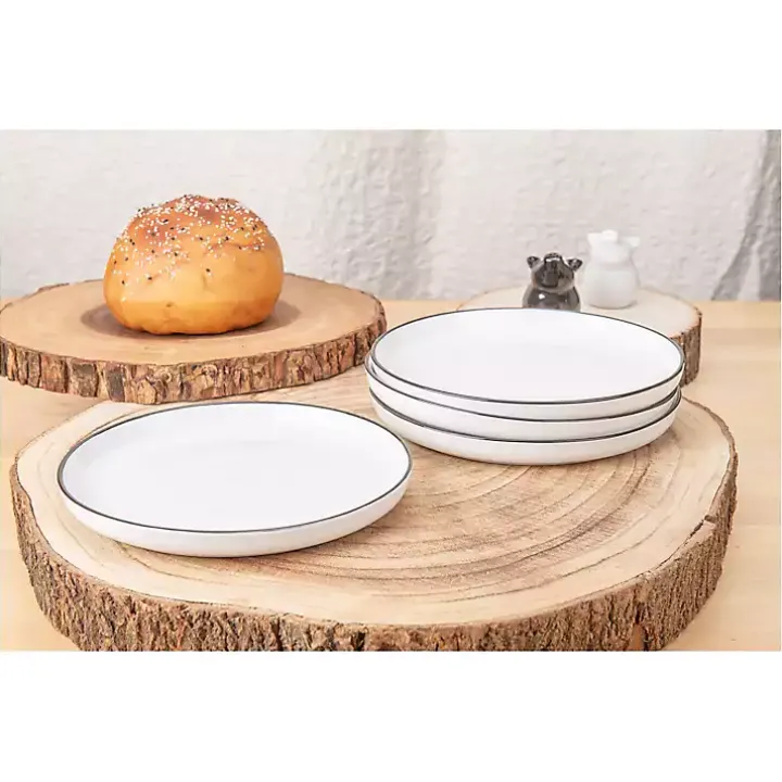 White Porcelain Black Trim 16-pc. Dinnerware Set