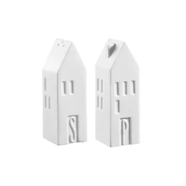 White Porcelain House Shaped Salt & Pepper Shakers