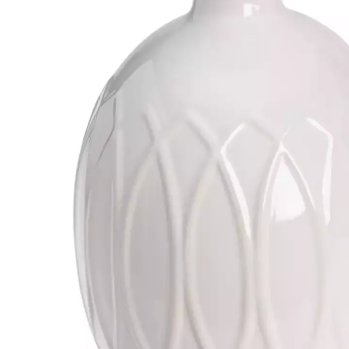 White Raised Geometric Table Lamp