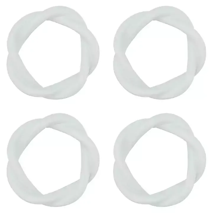 White Resin Twisted Napkin Rings, Set of 4
