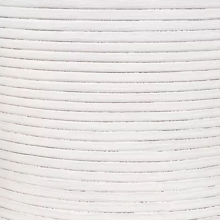 White Ribbed Rattan Round Accent Table