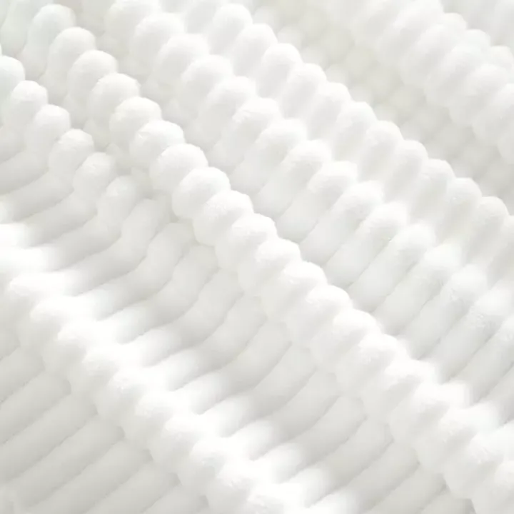 White Ribbed Ultra Soft Faux Fur Throw