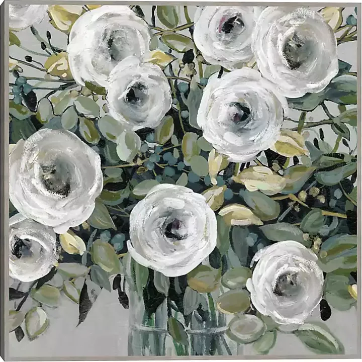 White Rose Parade Framed Canvas Art Print