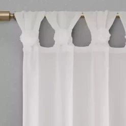 White Rosette Tab Top Curtain Panel, 84 in.