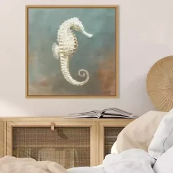 White Seahorse Framed Canvas Art Print