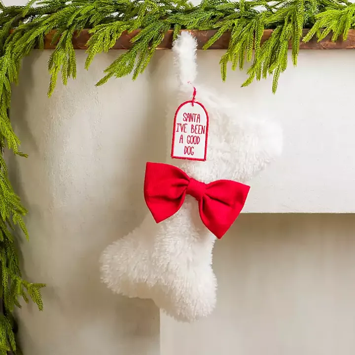 White Sherpa Dog Bone Stocking