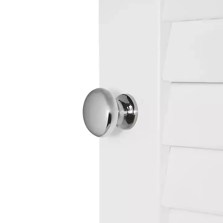 White Slatted 2-Door Bathroom Storage Cabinet