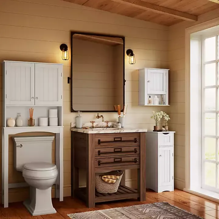 White Slim Single Door Cabinet with Drawer