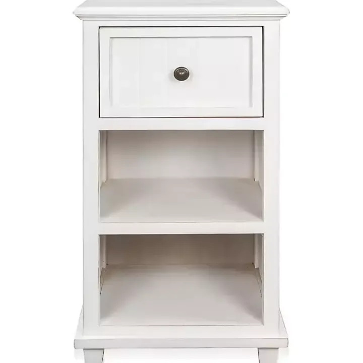 White Slim Wooden 2-Shelf Side Table