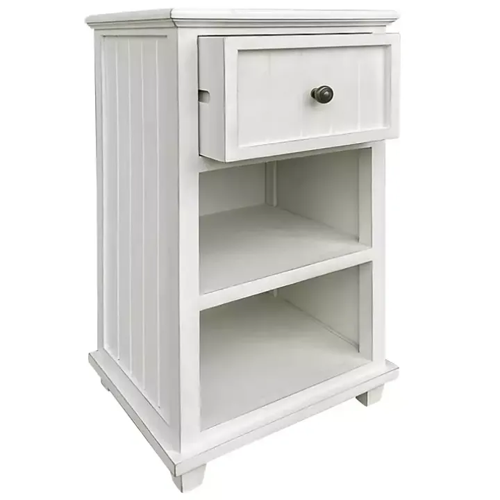 White Slim Wooden 2-Shelf Side Table