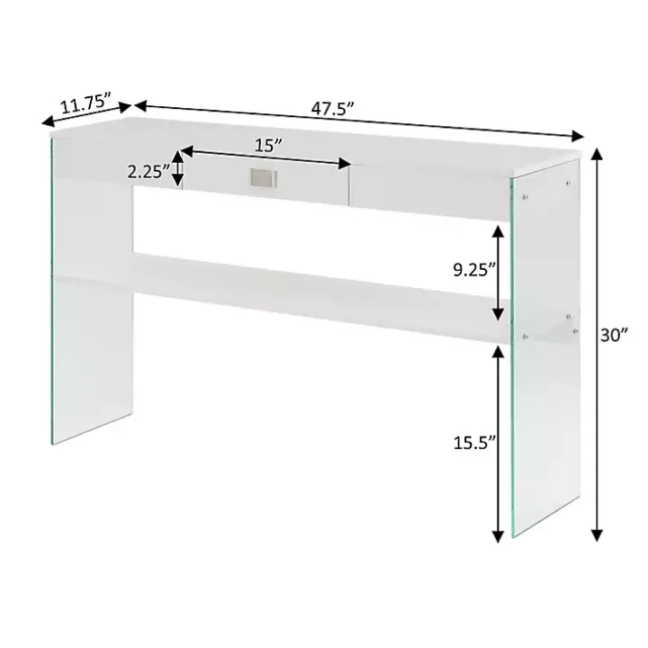 White Soho Glass Console Table with Shelf
