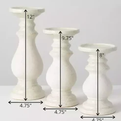 White Speckled Ceramic Candle Holders, Set of 3