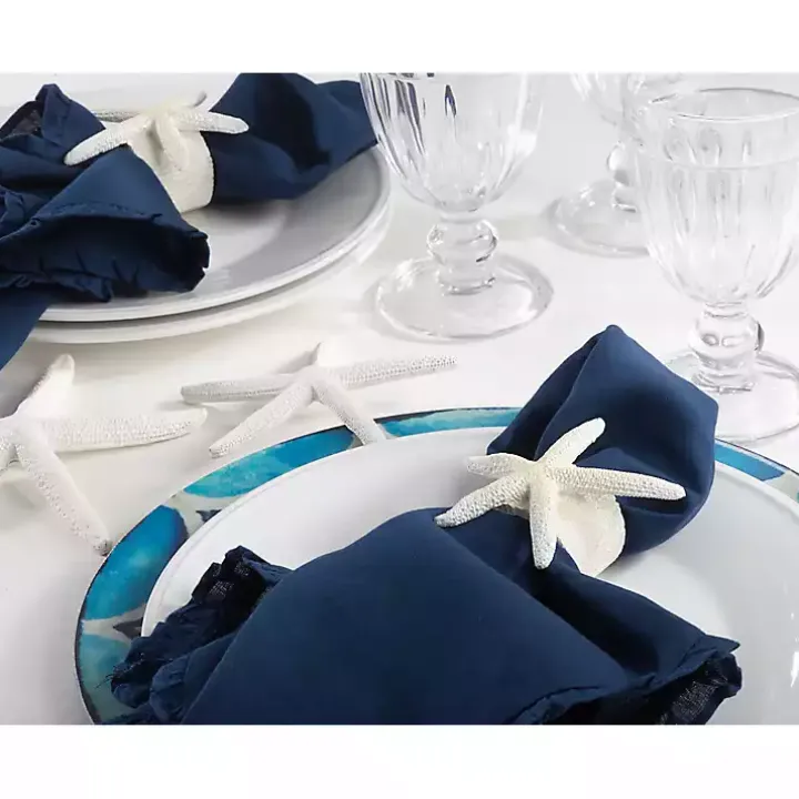 White Starfish Napkin Rings, Set of 4