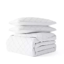 White Stitched Diamond 3-pc. Queen Quilt Set