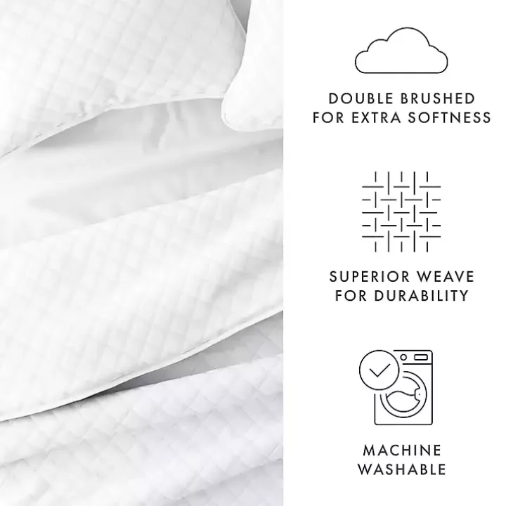 White Stitched Diamond 3-pc. Queen Quilt Set