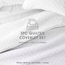 White Stitched Diamond 3-pc. Queen Quilt Set